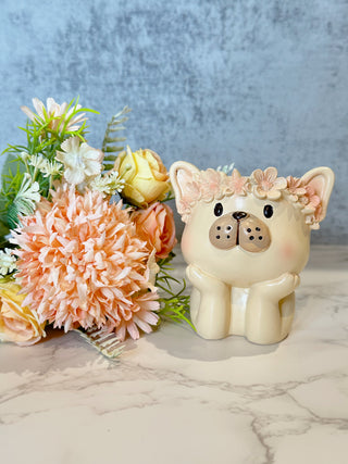 Frenchie with Flower Crown